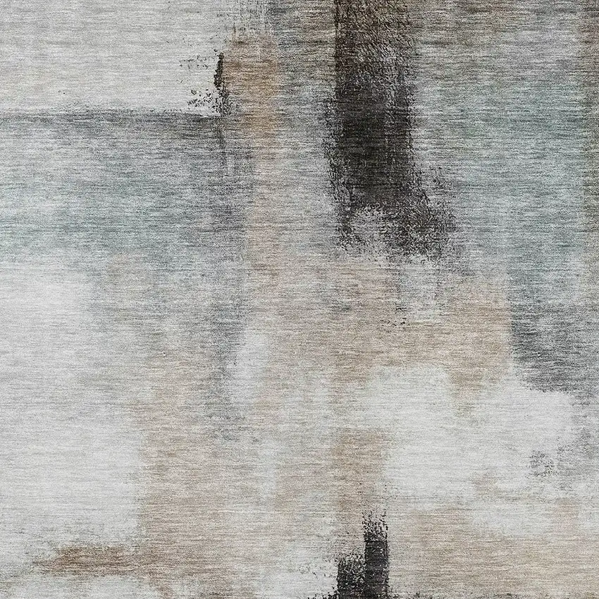 Brown Black And Gray Abstract Washable Indoor Outdoor Area Rug Photo 5