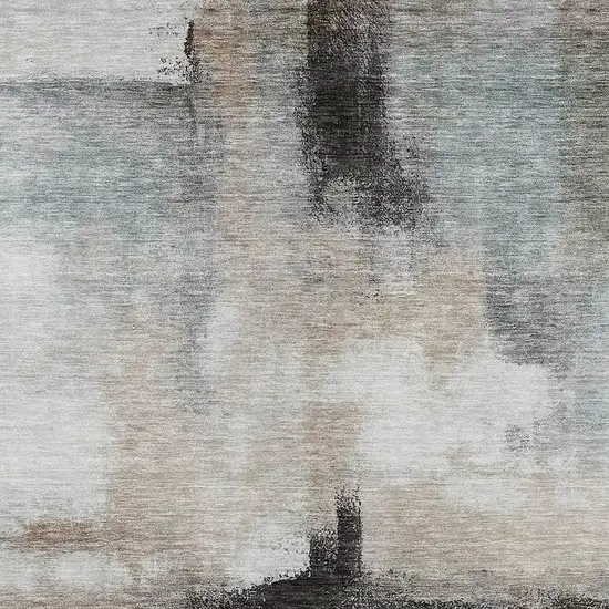 Brown Black And Gray Abstract Washable Indoor Outdoor Area Rug Photo 5