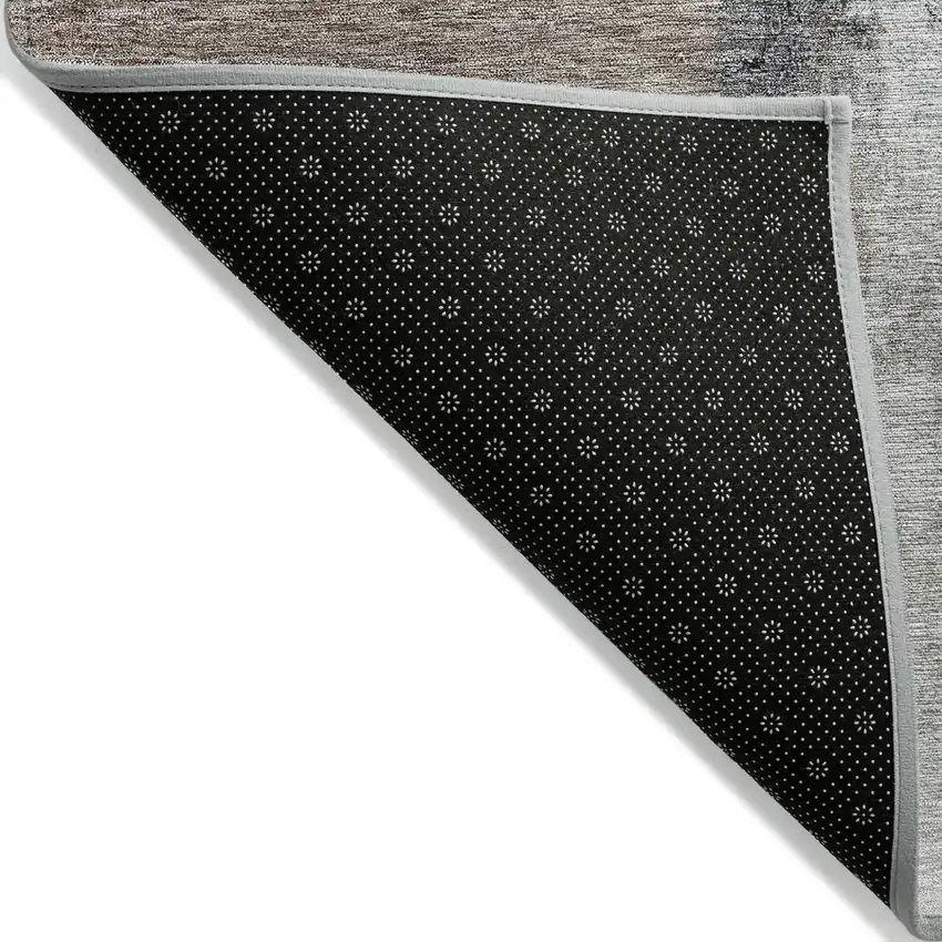 Brown Black And Gray Abstract Washable Indoor Outdoor Area Rug Photo 3