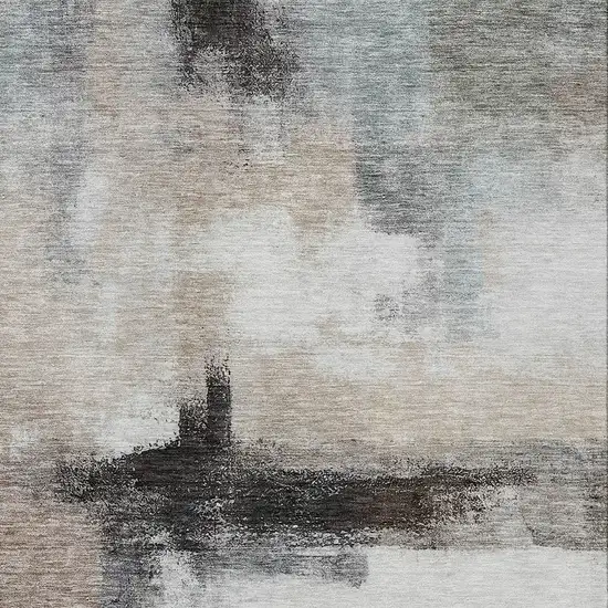 Brown Black And Gray Abstract Washable Indoor Outdoor Area Rug Photo 5