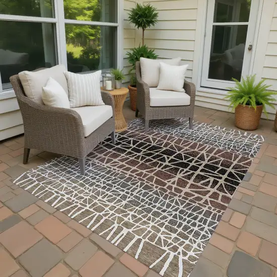 Brown Black And Gray Geometric Washable Indoor Outdoor Area Rug Photo 4