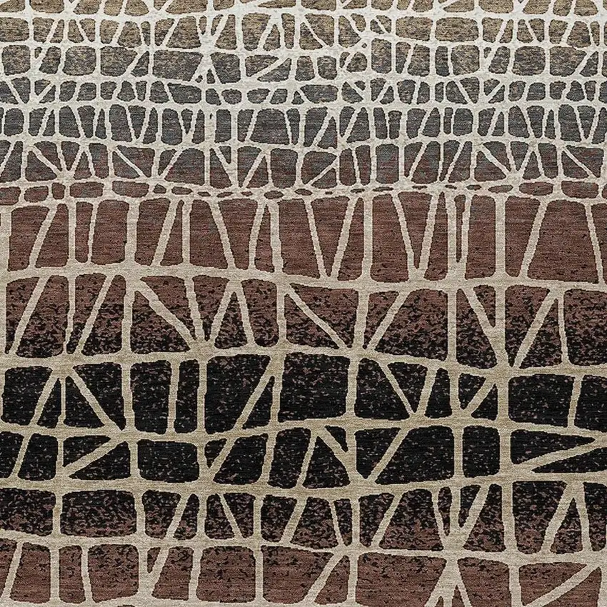 Brown Black And Gray Geometric Washable Indoor Outdoor Area Rug Photo 2