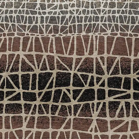 Brown Black And Gray Geometric Washable Indoor Outdoor Area Rug Photo 2