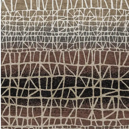 Brown Black And Gray Geometric Washable Indoor Outdoor Area Rug Photo 3