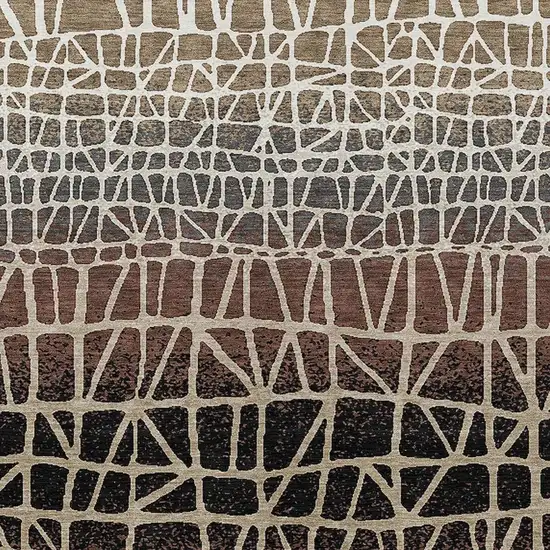 Brown Black And Gray Geometric Washable Indoor Outdoor Area Rug Photo 2