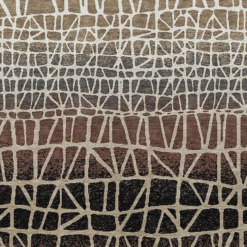 Brown Black And Gray Geometric Washable Indoor Outdoor Area Rug Photo 2