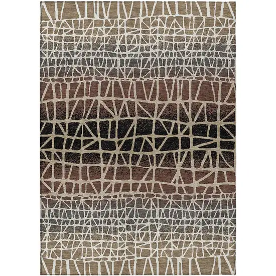Brown Black And Gray Geometric Washable Indoor Outdoor Area Rug Photo 1