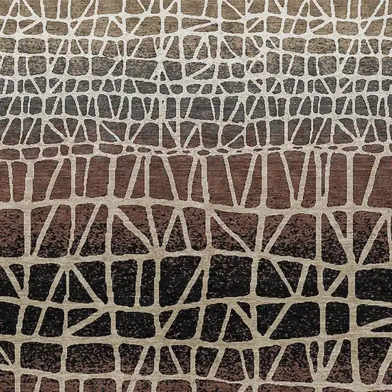 Brown Black And Gray Geometric Washable Indoor Outdoor Area Rug Photo 2