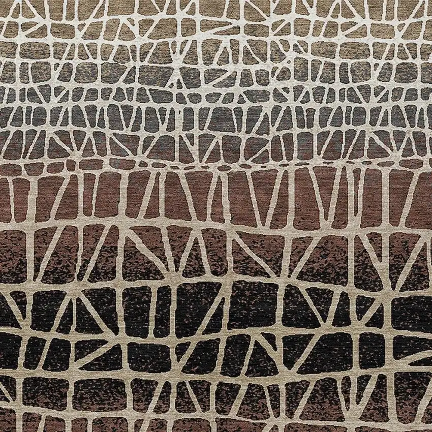 Brown Black And Gray Geometric Washable Indoor Outdoor Area Rug Photo 2