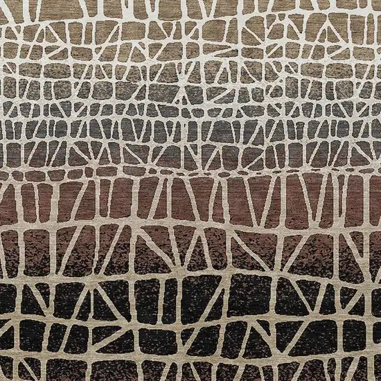 Brown Black And Gray Geometric Washable Indoor Outdoor Area Rug Photo 2