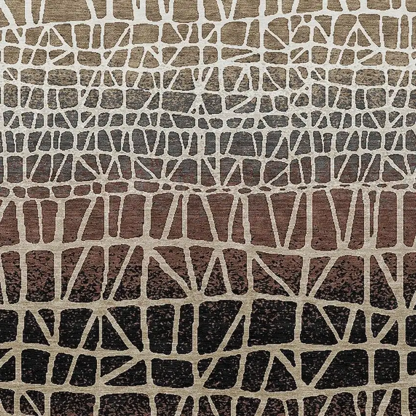 Brown Black And Gray Geometric Washable Indoor Outdoor Area Rug Photo 2