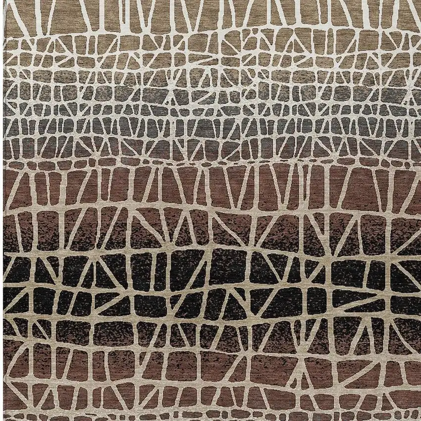 Brown Black And Gray Geometric Washable Indoor Outdoor Area Rug Photo 3