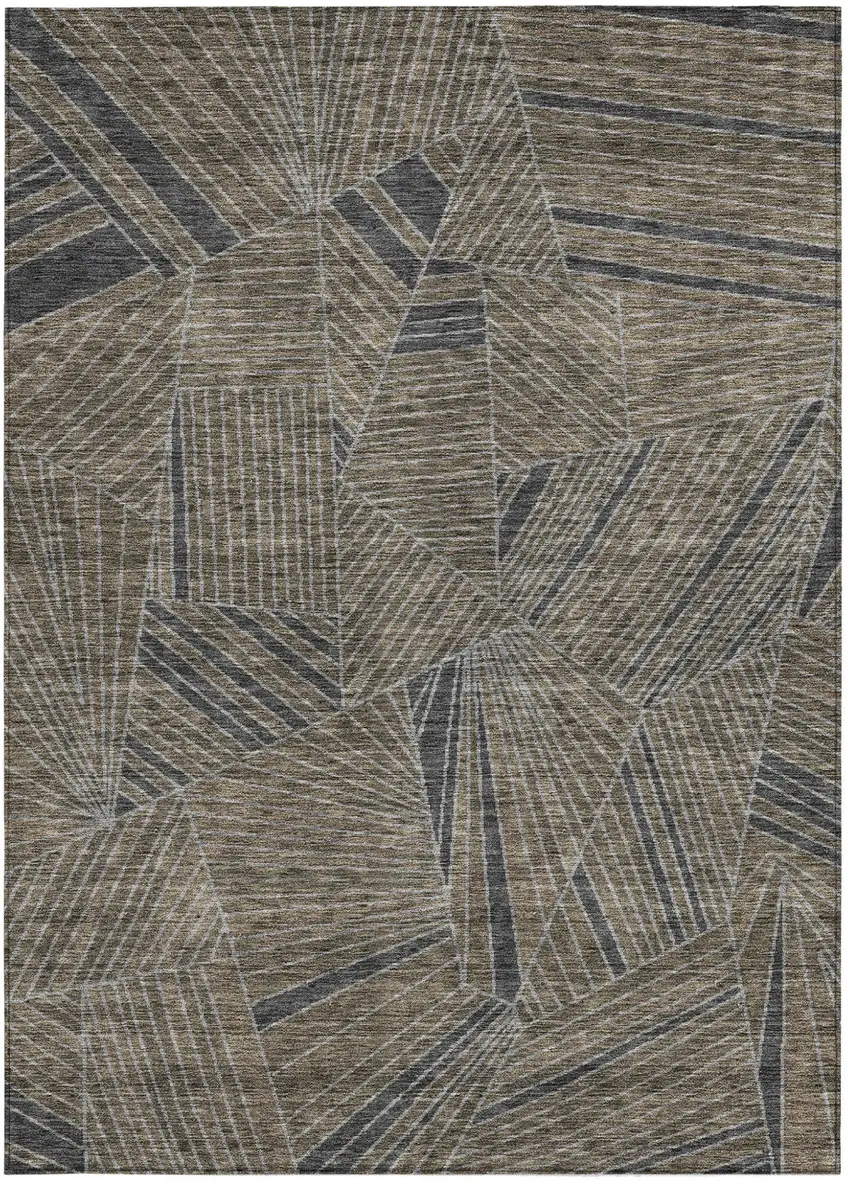 Brown Black And Gray Geometric Washable Indoor Outdoor Area Rug Photo 8