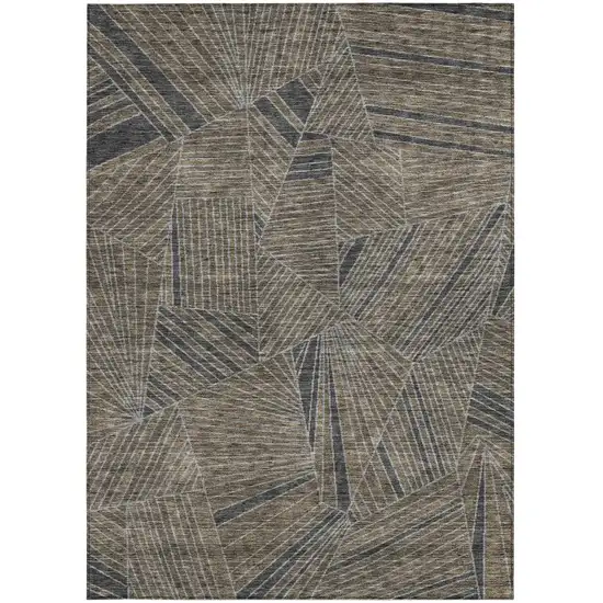 Brown Black And Gray Geometric Washable Indoor Outdoor Area Rug Photo 8