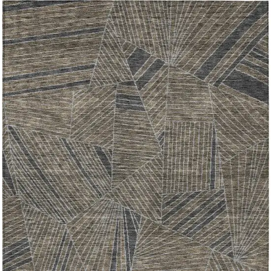 Brown Black And Gray Geometric Washable Indoor Outdoor Area Rug Photo 7