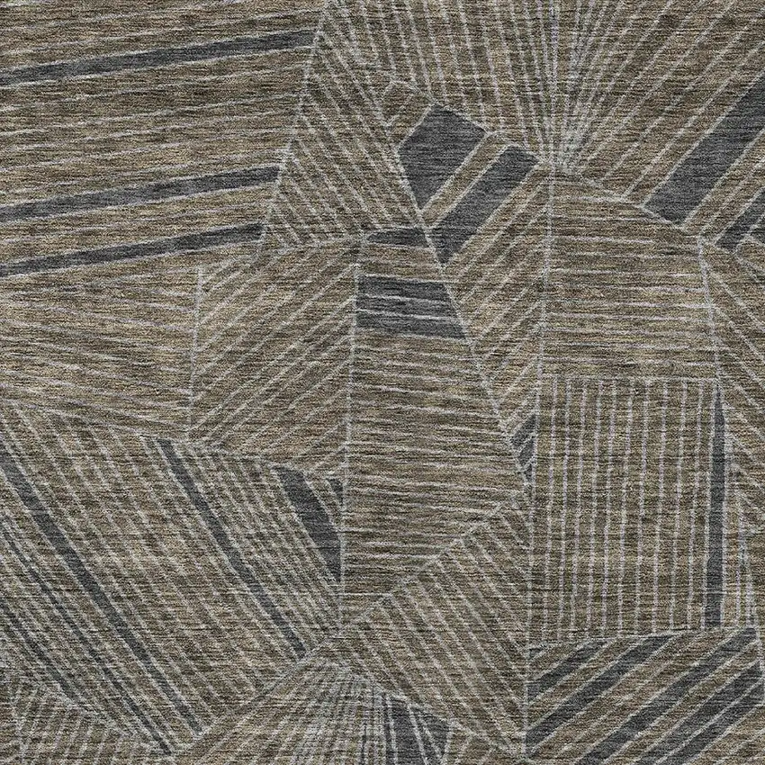 Brown Black And Gray Geometric Washable Indoor Outdoor Area Rug Photo 7