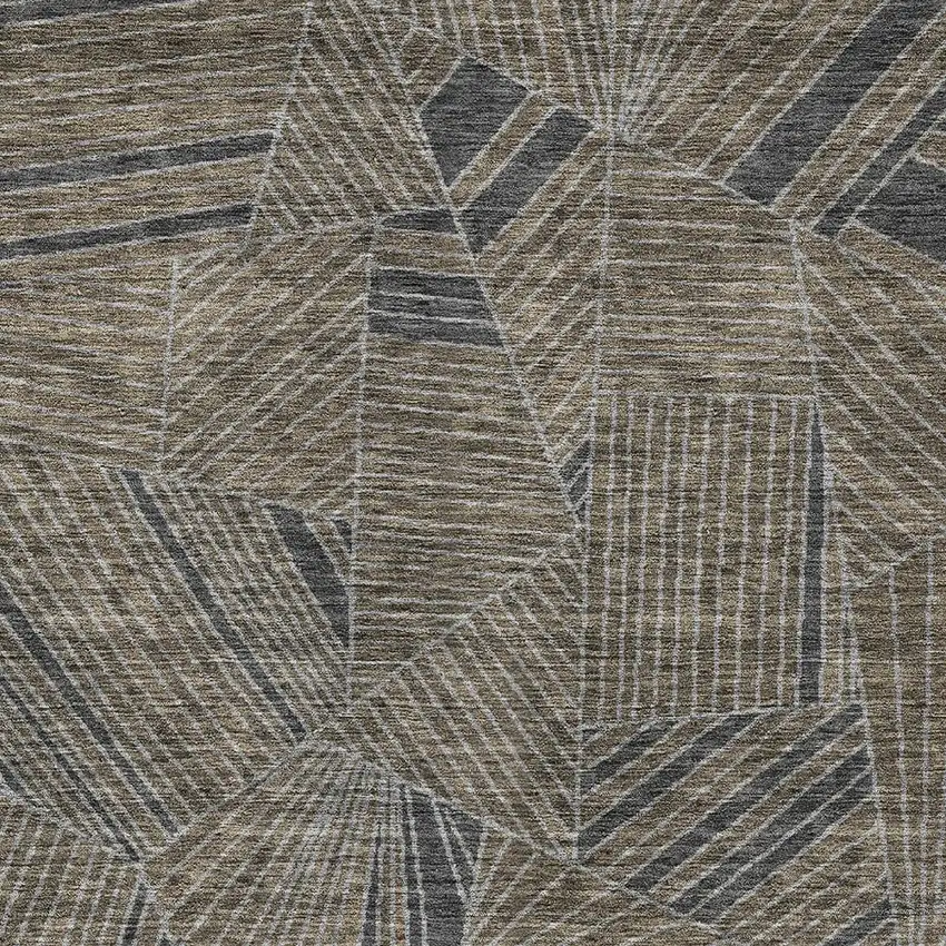 Brown Black And Gray Geometric Washable Indoor Outdoor Area Rug Photo 7