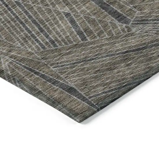 Brown Black And Gray Geometric Washable Indoor Outdoor Area Rug Photo 5