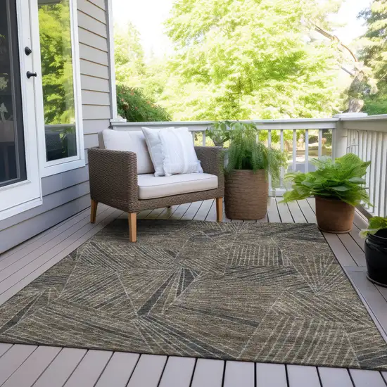 Brown Black And Gray Geometric Washable Indoor Outdoor Area Rug Photo 9