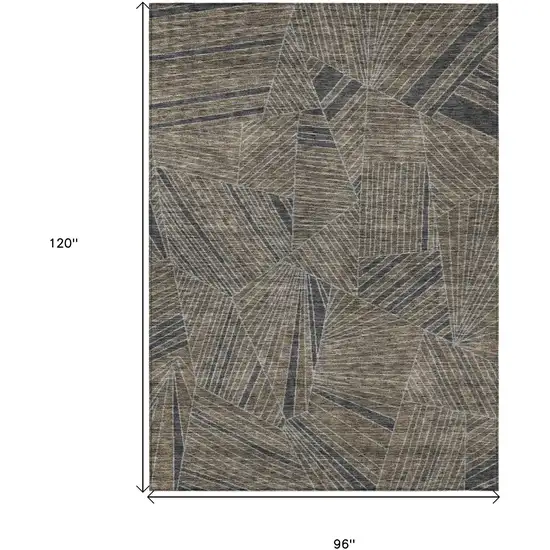 Brown Black And Gray Geometric Washable Indoor Outdoor Area Rug Photo 3