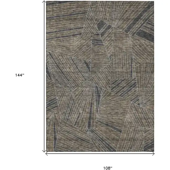 Brown Black And Gray Geometric Washable Indoor Outdoor Area Rug Photo 3