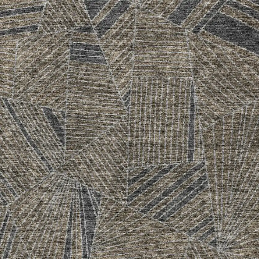 Brown Black And Gray Geometric Washable Indoor Outdoor Area Rug Photo 7