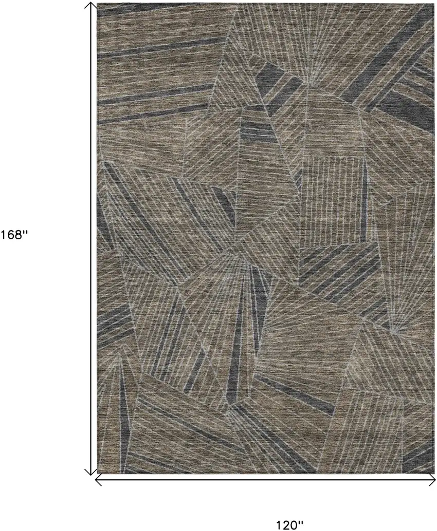 Brown Black And Gray Geometric Washable Indoor Outdoor Area Rug Photo 3