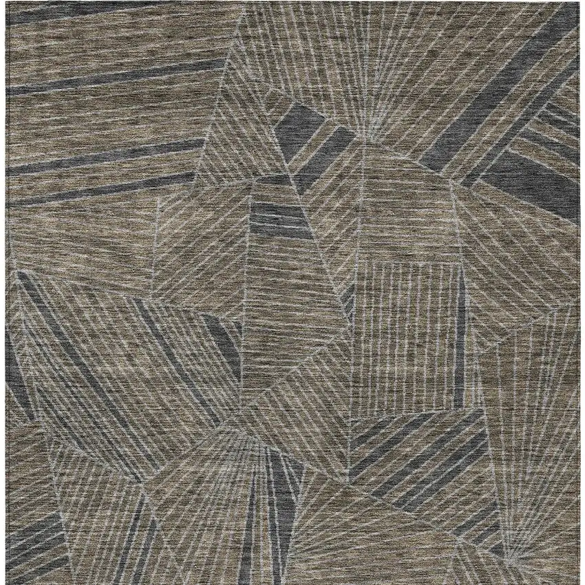 Brown Black And Gray Geometric Washable Indoor Outdoor Area Rug Photo 8