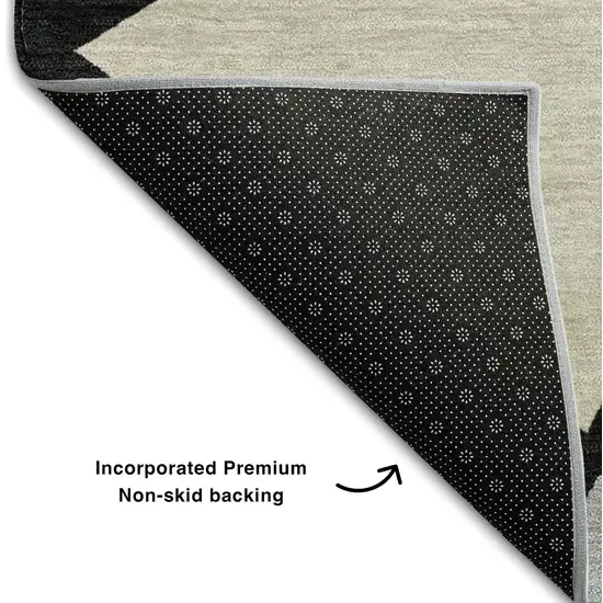 Brown Black And Ivory Geometric Washable Area Rug With UV Protection Photo 6