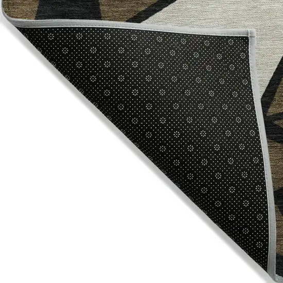 Brown Black And Ivory Geometric Washable Indoor Outdoor Area Rug Photo 5