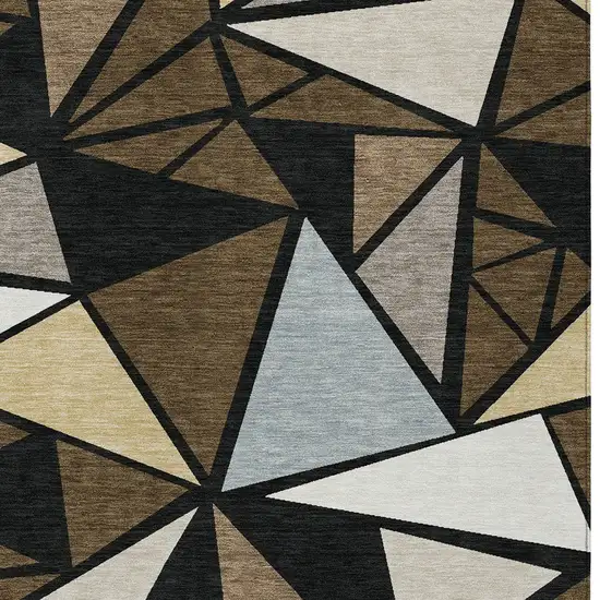 Brown Black And Ivory Geometric Washable Indoor Outdoor Area Rug Photo 6