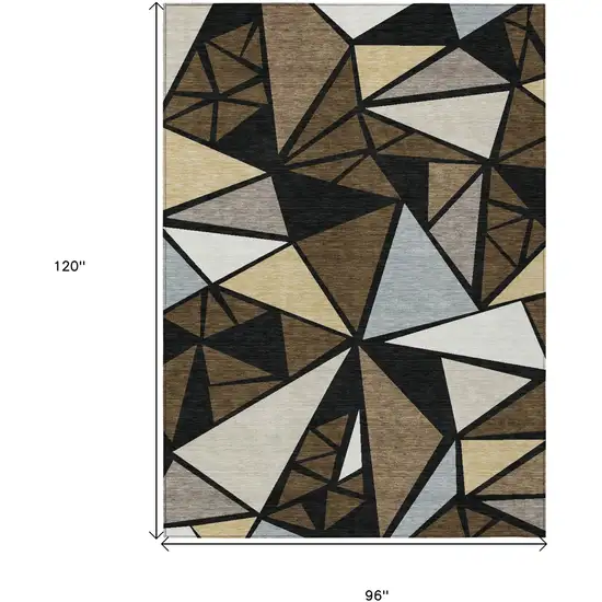 Brown Black And Ivory Geometric Washable Indoor Outdoor Area Rug Photo 3