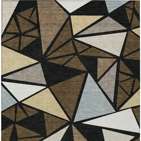 Brown Black And Ivory Geometric Washable Indoor Outdoor Area Rug Photo 8