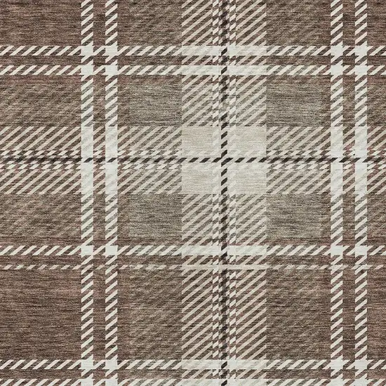 Brown Black And Ivory Plaid Washable Indoor Outdoor Area Rug Photo 6