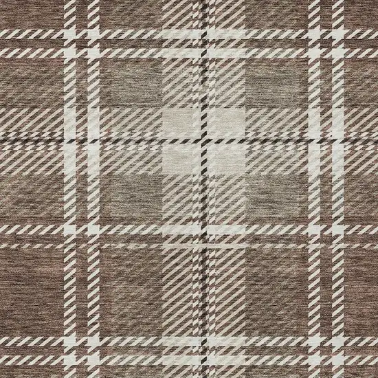 Brown Black And Ivory Plaid Washable Indoor Outdoor Area Rug Photo 6