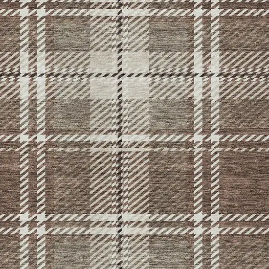 Brown Black And Ivory Plaid Washable Indoor Outdoor Area Rug Photo 6