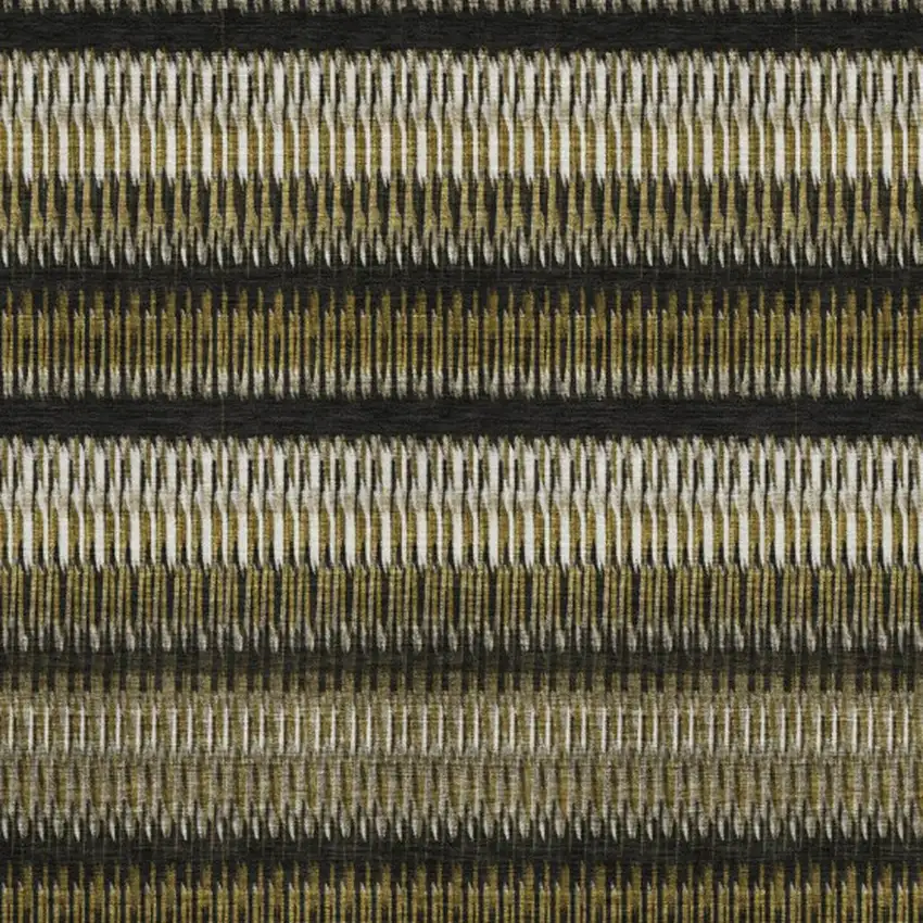 Brown Black And Ivory Striped Washable Area Rug With UV Protection Photo 4