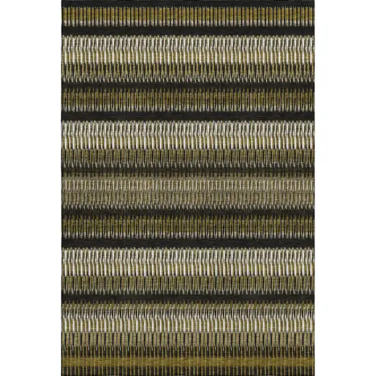 Brown Black And Ivory Striped Washable Area Rug With UV Protection Photo 2