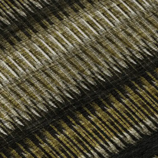 Brown Black And Ivory Striped Washable Area Rug With UV Protection Photo 9