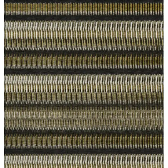 Brown Black And Ivory Striped Washable Area Rug With UV Protection Photo 3