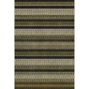 Photo of Brown Black And Ivory Striped Washable Area Rug With UV Protection