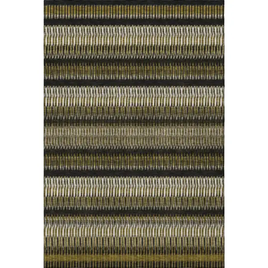 Brown Black And Ivory Striped Washable Area Rug With UV Protection Photo 4