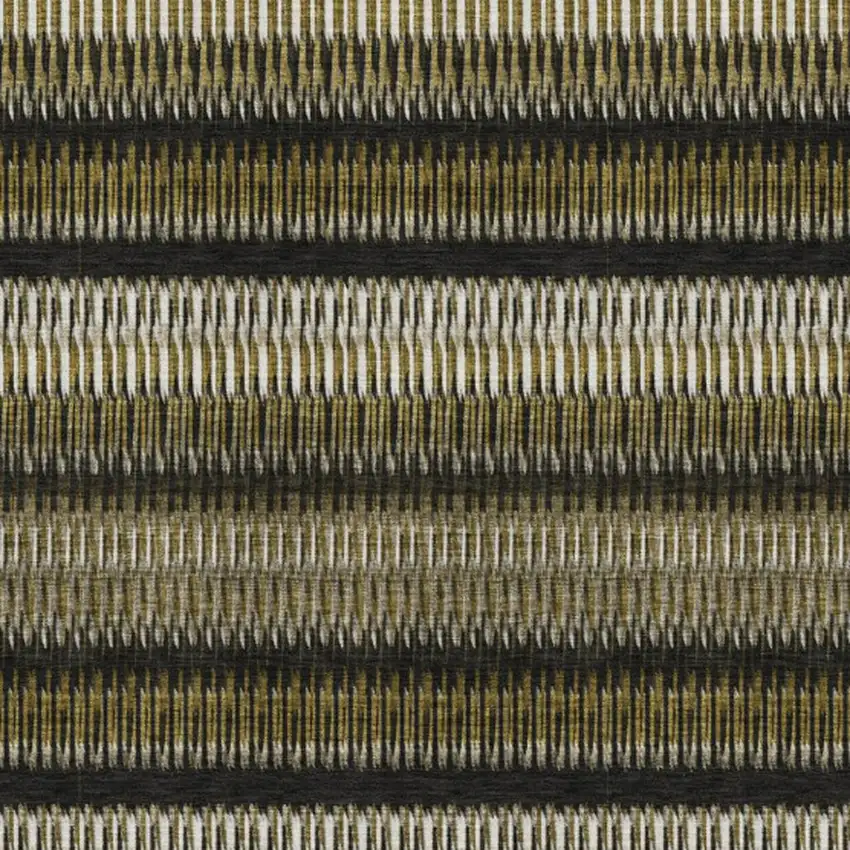 Brown Black And Ivory Striped Washable Area Rug With UV Protection Photo 3