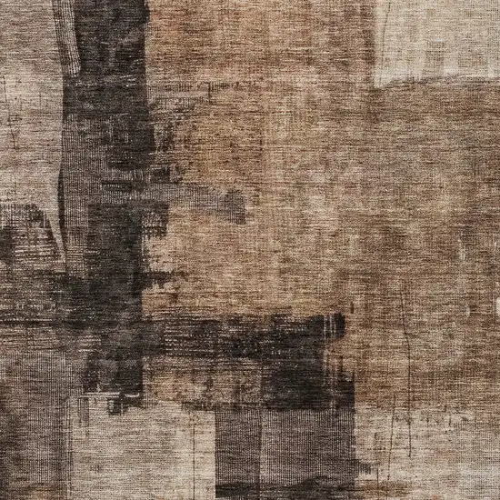 Brown Black And Tan Abstract Washable Indoor Outdoor Area Rug Photo 6