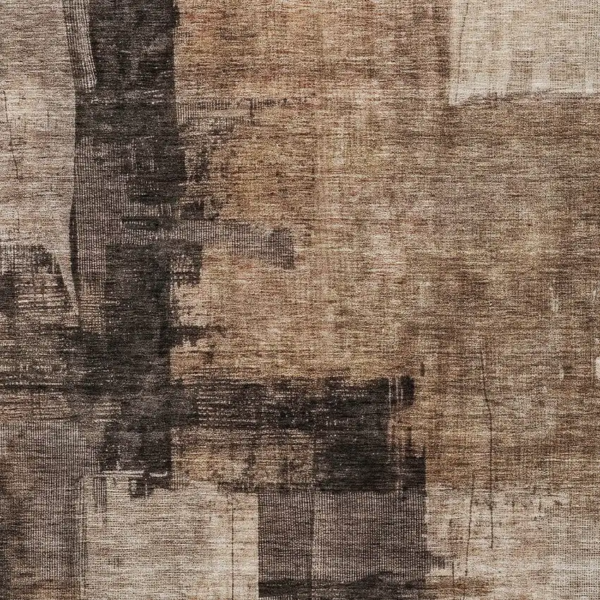 Brown Black And Tan Abstract Washable Indoor Outdoor Area Rug Photo 6