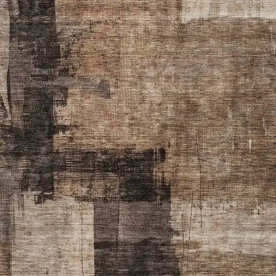 Brown Black And Tan Abstract Washable Indoor Outdoor Area Rug Photo 6
