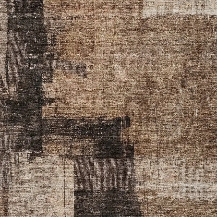 Brown Black And Tan Abstract Washable Indoor Outdoor Area Rug Photo 6