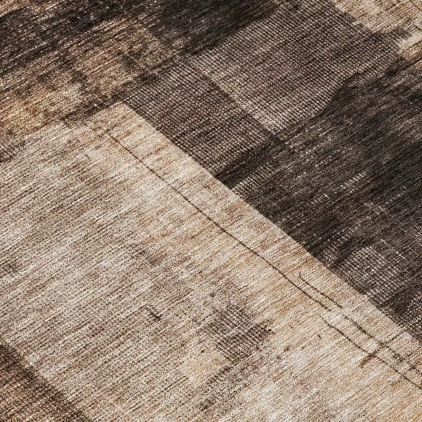 Brown Black And Tan Abstract Washable Indoor Outdoor Area Rug Photo 8