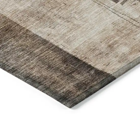 Brown Black And Tan Abstract Washable Indoor Outdoor Area Rug Photo 5
