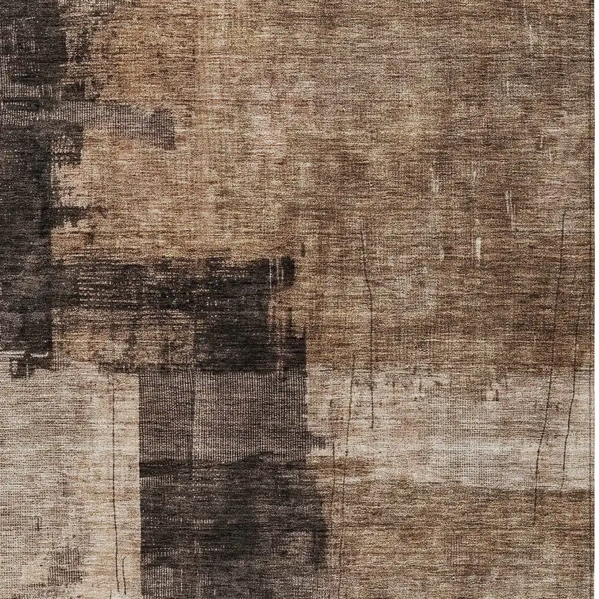 Brown Black And Tan Abstract Washable Indoor Outdoor Area Rug Photo 6